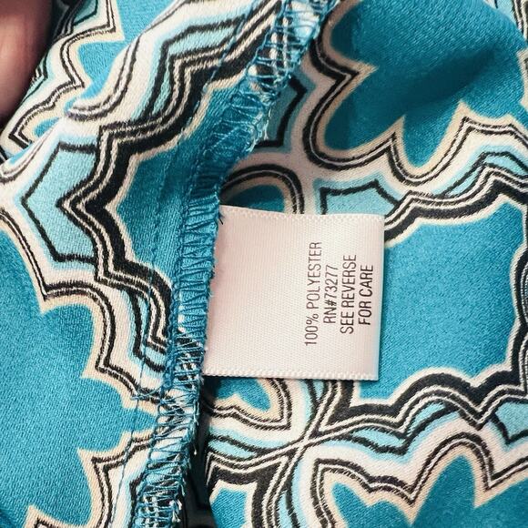 Dana Buchman Women’s Turquoise Black Blouse S Metal Accent (A0127) - Picture 6 of 6